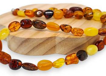 Korale BURSZTYN fasolka polerowana mleko koniak wiśnia #1050