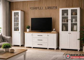 Komplet Mebli Dąb Prowansalski Salon LONDYN Biały Dąb BEKAS