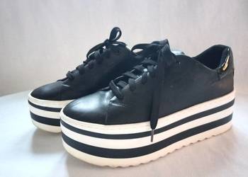 Buty PLATFORMA Damskie czarne białe r. 40 stan bdb