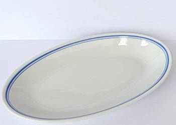 Półmisek Korea Północna D.P.R.K porcelana vintage owalny niebieska linia