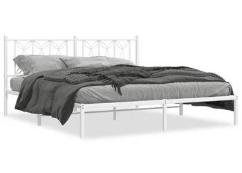 Łóżko Metalowe Białe Rama Łóżka Ze Stelażem Biała 183x213 cm WM-376182