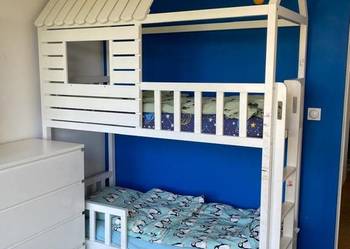 Drewniane Łóżko Domek Dla Dzieci Double Jane