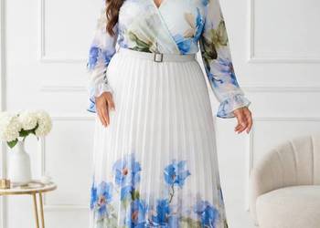 Elegancka sukienka na wesele, komunię szyfonowa plisowana biust-102cm