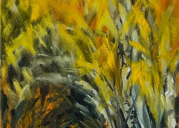 Jesienna droga- obraz olejny 30x60 cm