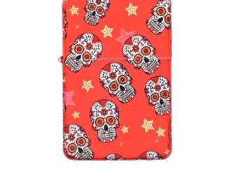 Pomarańczowa Zapalniczka Benzynowa w Stylu La Catrina Czaszki i Gwiazdki