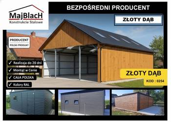 Drewnopodobny Garaż ZŁOTY DĄB | Hala Garaż | RAL | Montaż  – Maj-BlacH
