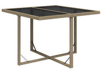 Stół ogrodowy beżowy 109x107x74 cm polirattan i szkło WM-316789