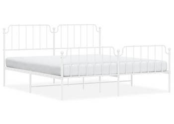 Łóżko Metalowe Białe Rama Łóżka Ze Stelażem Biała 183x213 cm WM-373959