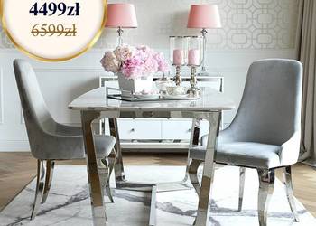 Stół srebrny glamour z marmurowym blatem