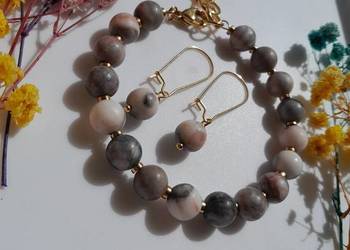 Bransoletka i kolczyki z naturalnego kamienia jaspis.