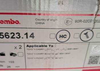 TARCZE HAMULCOWE PRZÓD BREMBO 09.5623.14 09562314