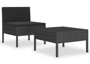 2-cz. zestaw wypoczynkowy do ogrodu poduszki czarny rattan PE WM-310199