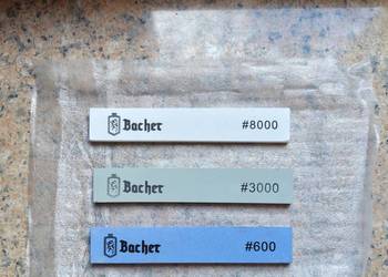 Bacher kamienie wodne do ostrzenia noży #600 #3000 #8000 – 3 szt.