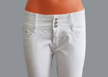 Damskie proste eleganckie białe bawełniane spodnie My Christy 40/L