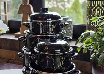 199 zł Garnki marmurkowe duże czarny marmur