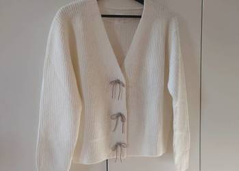 Sweter rozpinany S śmietankowy kremowy kardigan