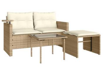 vidaXL 3-cz. zestaw mebli ogrodowych z poduszkami, beżowy(SKU:365461)