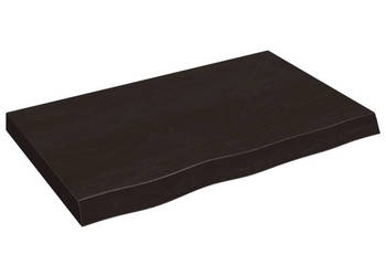 Blat stołu ciemnobrązowy 80x50x(2-6) cm lite drewno dębowe WM-3156421