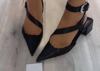 (41) ASOS Design/ Czarne, zmysłowe czółenka z odkrytą piętą z Londynu, NOWE