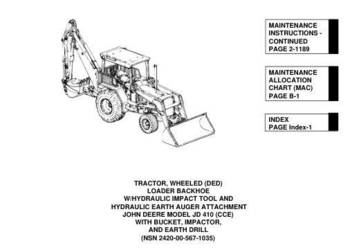 JOHN DEERE 410, 410G KOPARKO ŁADOWARKA instrukcja napraw