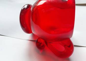 Wazonik-szklanka grube szkło czerwone PRL