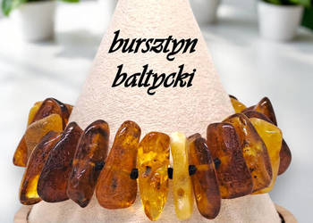 Bransoletka z bursztynu, bursztyn bałtycki bryłki poler toggle #799