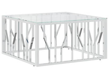 Stolik kawowy 80x80x40 cm stal nierdzewna i szkło WM-350057
