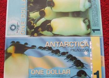 Banknot 1 DOLLAR ANTARKTYDA PINGWINY Polimerowy UNC UNIKAT