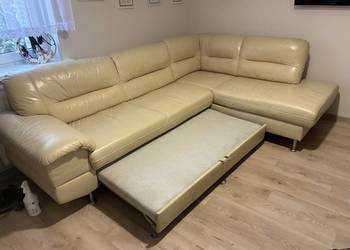 Rogówka Narożnik z funkcją Spania Skóra