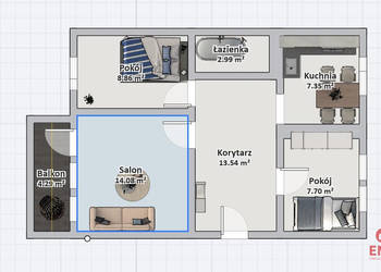 Mieszkanie Białystok 60.5m2 3 pok