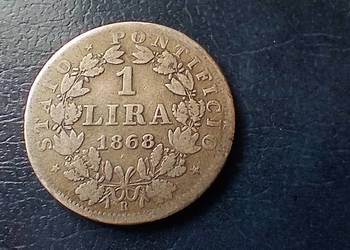 Stare monety 1 lir 1868 Włochy srebro
