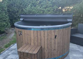 Promocja! Balia Jacuzzi do Ogrodu–Piec na Drewno, Masaże, Led-Komplet