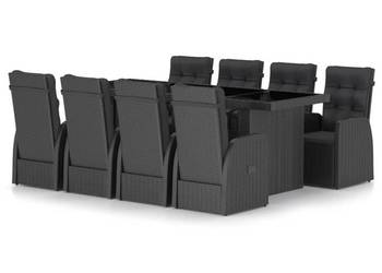 vidaXL 9-cz. zestaw mebli ogrodowych z poduszkami, rattan PE(SKU:44680)