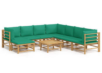 9-cz. zestaw mebli do ogrodu zielone poduszki bambus WM-3155164