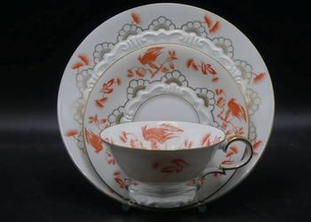 Komplet śniadaniowy Sorau Żary, piękne reliefy, Rajski Ptak, UNIKAT!!!