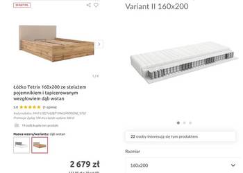 Łóżko 160x200 + materac kieszeniowy nowe!