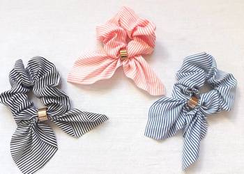 Gumki do włosów Scrunchies kokardka PASKI kpl.=3 NOWE