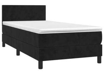 Łóżko z Materacem Kontynentalne Czarne Aksamit LED 100x200cm WM-3134269