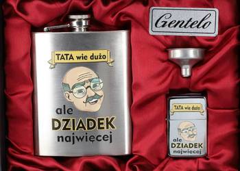 Piersiówka z Nadrukiem Dziadka ''Tata wie dużo ale DZIADEK najwięcej''