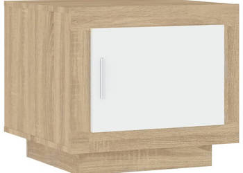 Stolik kawowy biel i dąb sonoma 51x50x45 cm WM-811804