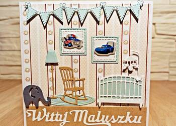 Kartka z okazji narodzin synka ręcznie robiona