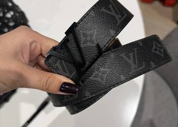 Pasek męski skórzany LV Louis Vuitton Monogram Graphite szary 115 cm skóra