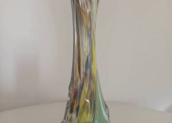 Duży Wazon SĘKACZ 38 cm PRL Szkło Kolorowe