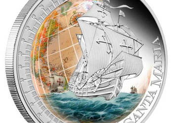 Srebrna moneta z serii  Statki które zmieniły Świat – Santa Maria