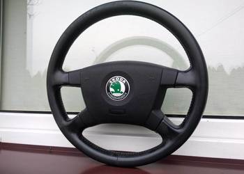 Skoda Fabia I 1 kierownica skórzana skóra Airbag