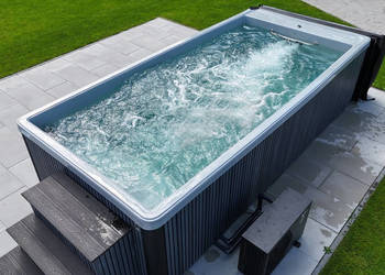 BASEN OGRODOWY 8m3 Z PRZECIWPRĄDEM, POMPĄ CIEPŁA