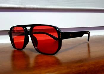 Piękne męskie okulary lub unisex nowość 2026 luksusowe czerwone czarne