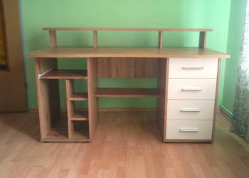 Biurko 150/72/76 (dąb wotan+biały mat) Nowe