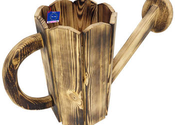 Dekoracyjna doniczka z drewna w kształcie konewki polewaczki 50x30cm