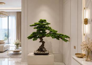 Sztuczne drzewko bonsai 100 x 140 cm - kompaktowe drzewko bonsai do mieszk…